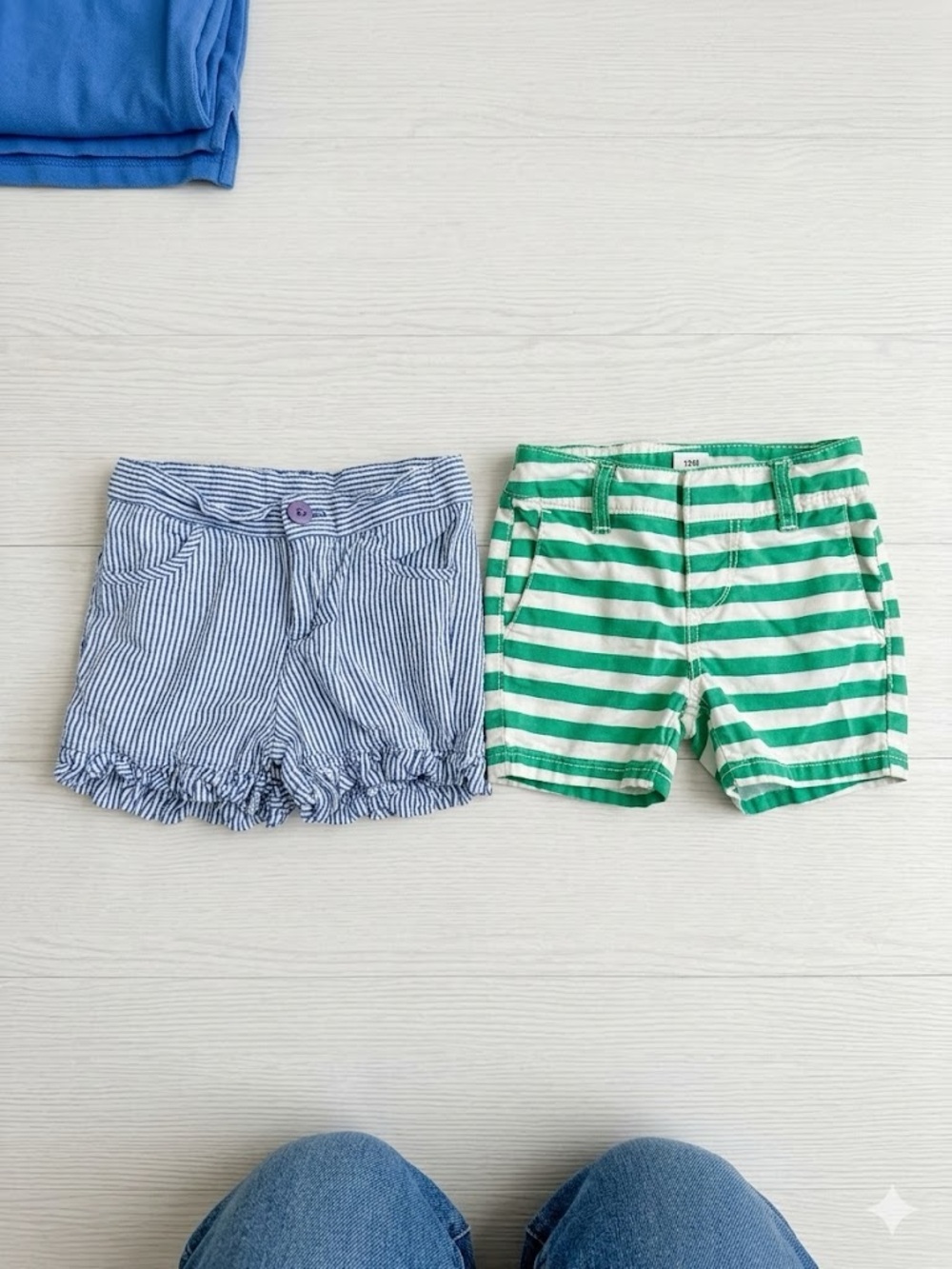 Size 6 Girls Shorts Bundle: RuffleButts Seersucker & Old Navy Green Stripes
